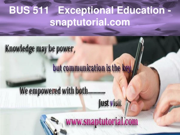 BUS 511 Exceptional Education - snaptutorial.com