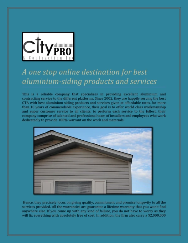 A one stop online destination for best aluminium-siding products and services
