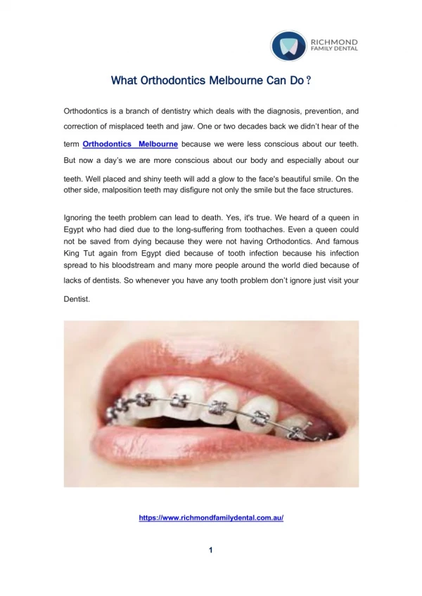 What Orthodontics Melbourne Can Do?