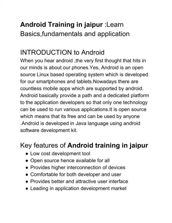 Android Training In Jaipur