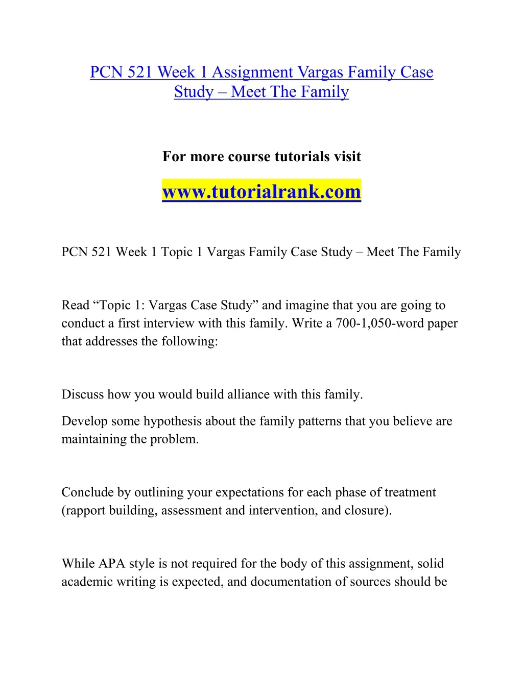 pcn 521 week 1assignment vargas family case study