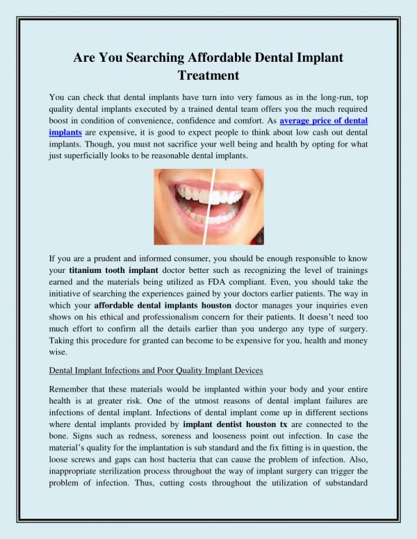 Are You Searching Affordable Dental Implant Treatment