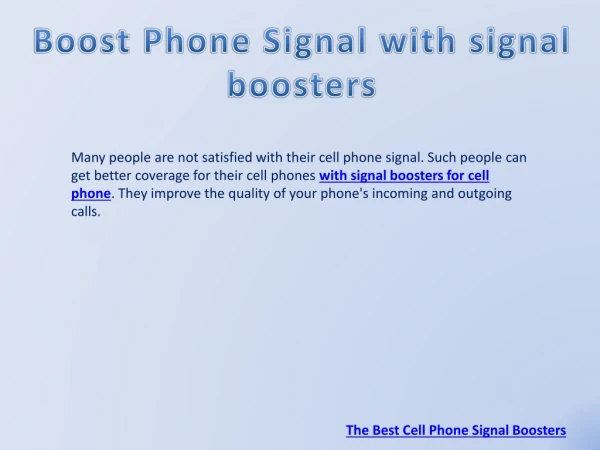 Boost phone signal with signal boosters