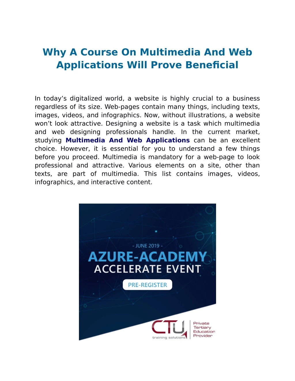 why a course on multimedia and web applications