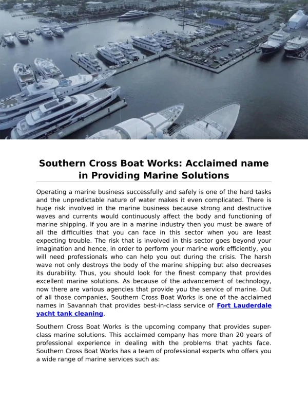 Southern Cross Boat Works: Acclaimed name in Providing Marine Solutions