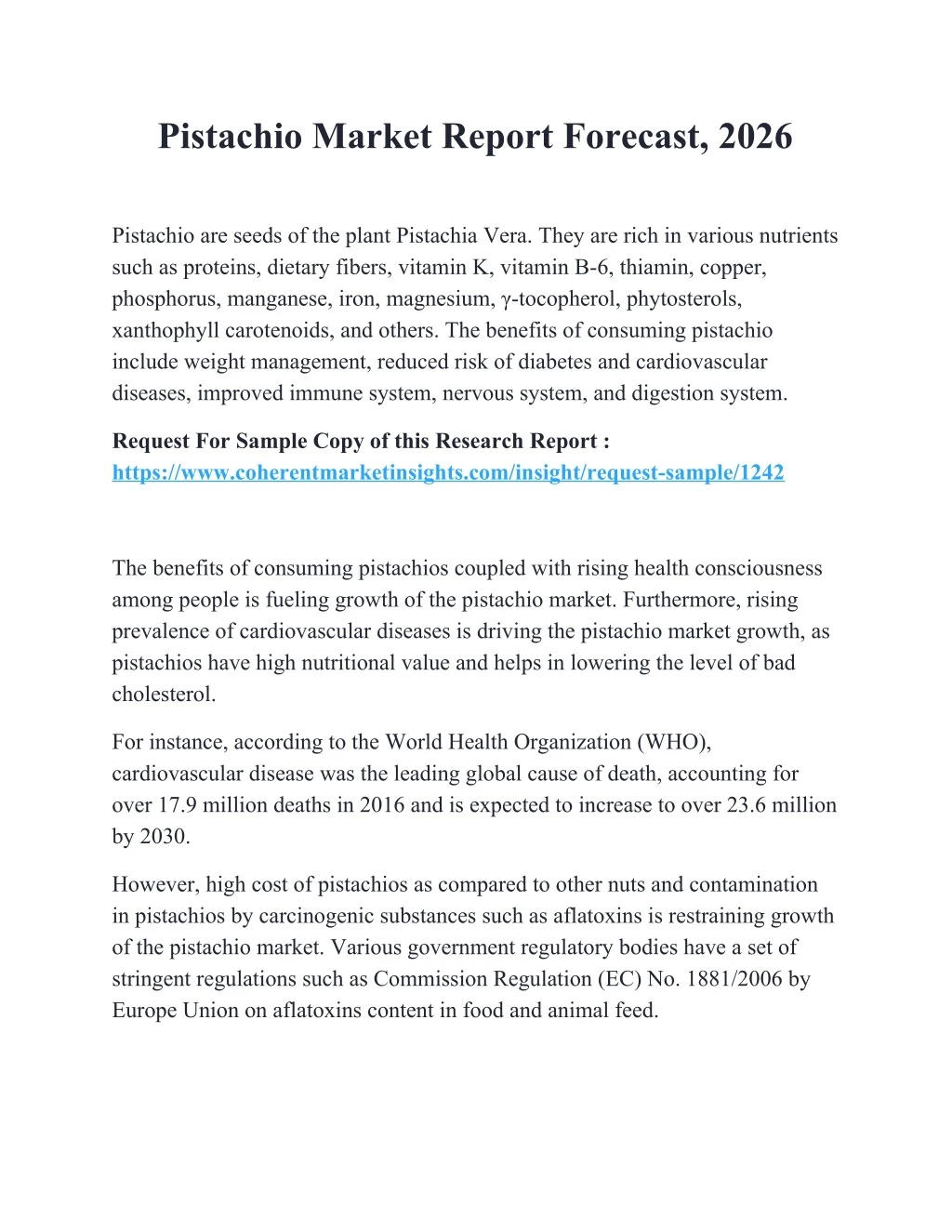 pistachio market report forecast 2026