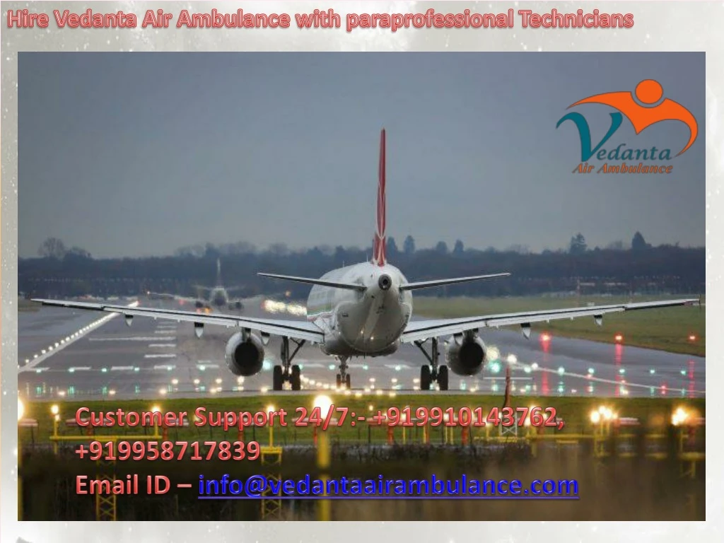 hire vedanta air ambulance with paraprofessional