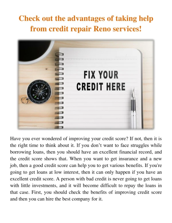 Check out the advantages of taking help from credit repair Reno services!