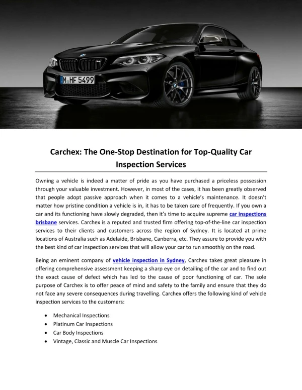 Carchex: The One-Stop Destination for Top-Quality Car Inspection Services