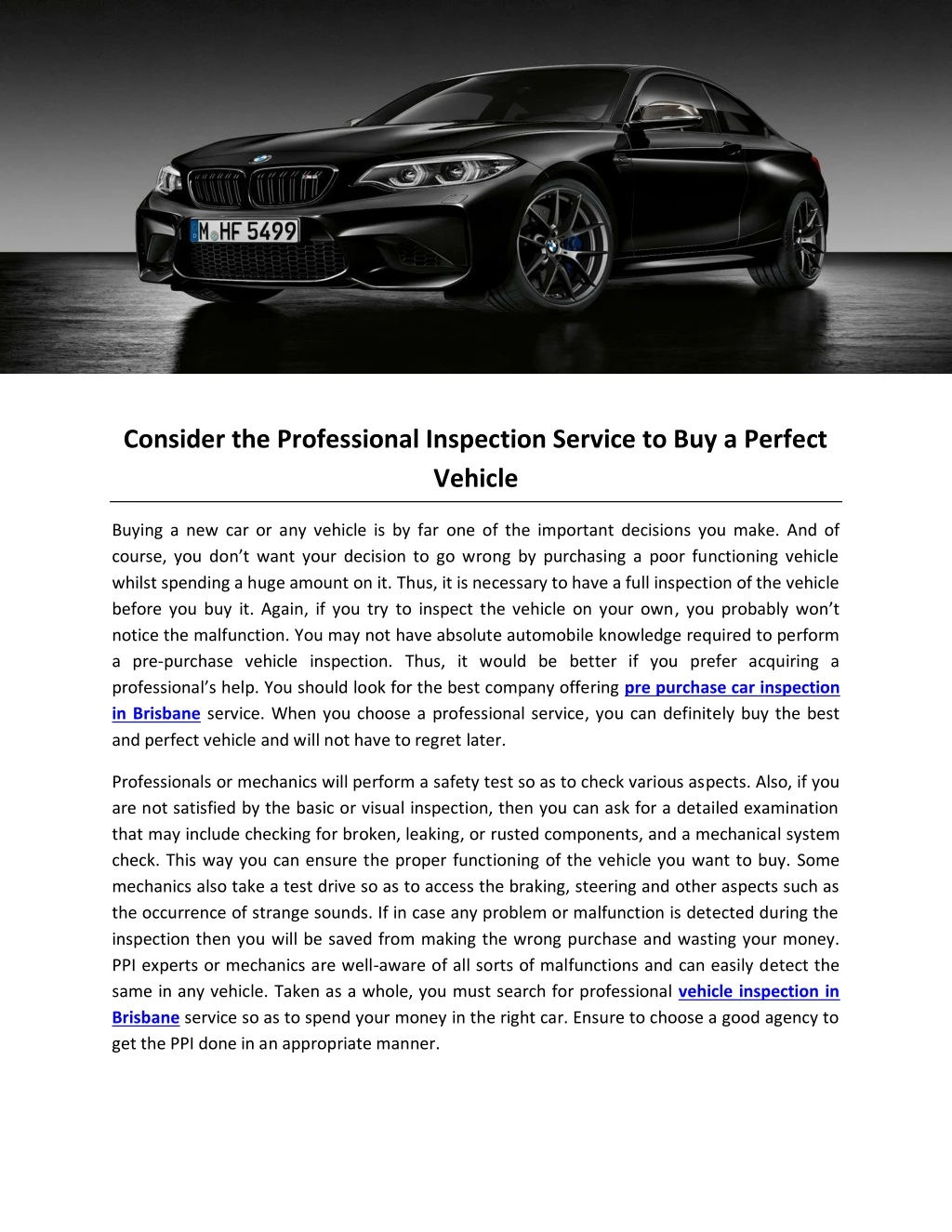 consider the professional inspection service