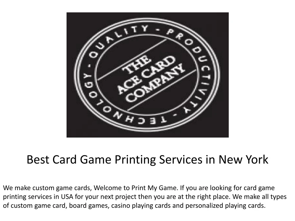 best card game printing services in new york