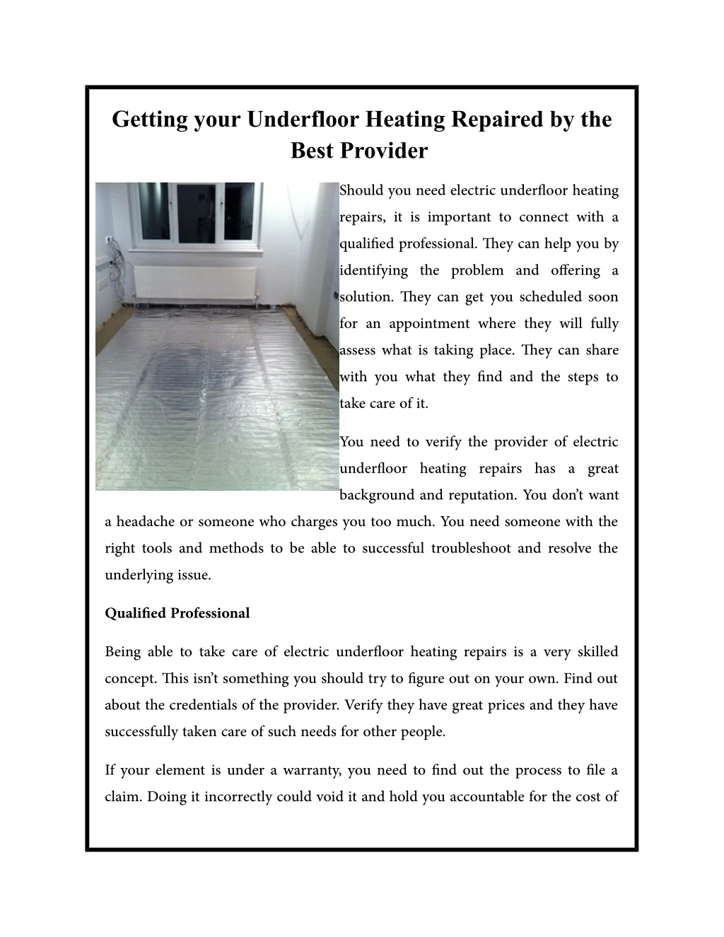 getting your underfloor heating repaired