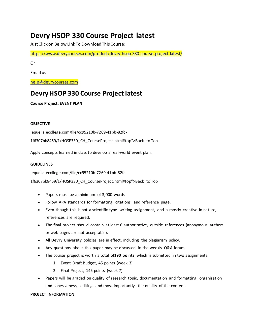 devry hsop 330 course project latest just click
