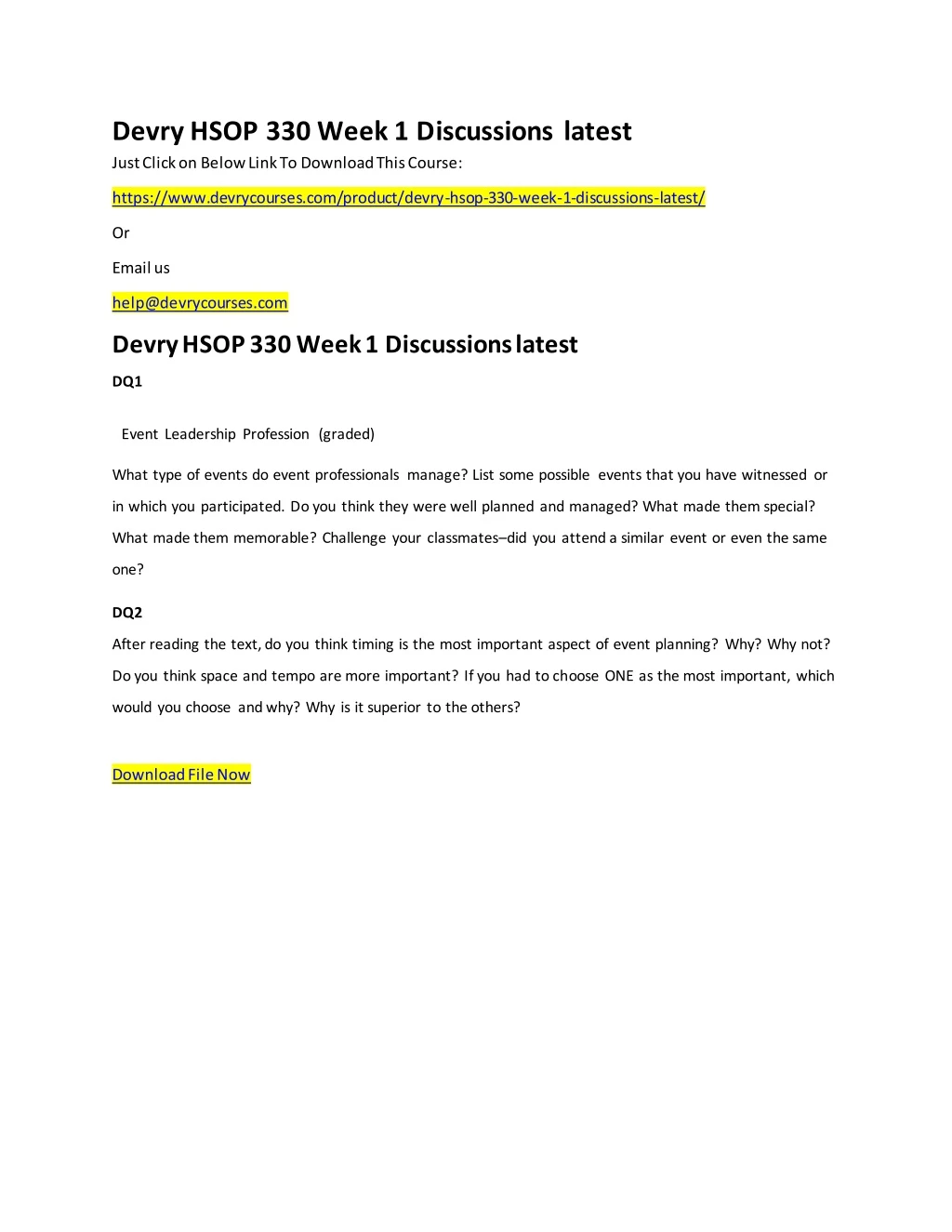 devry hsop 330 week 1 discussions latest just
