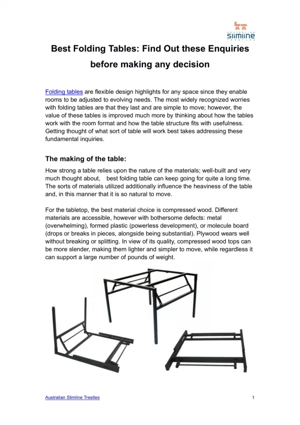 Best Folding Tables: Find Out these Enquiries before making any decision