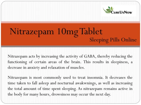 Buy Sleeping Pill Online Nitrazepam 10mg Tablet