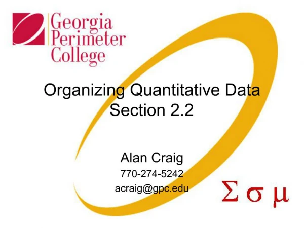 Organizing Quantitative Data Section 2.2