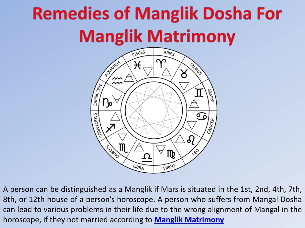 remedies of manglik dosha for manglik matrimony