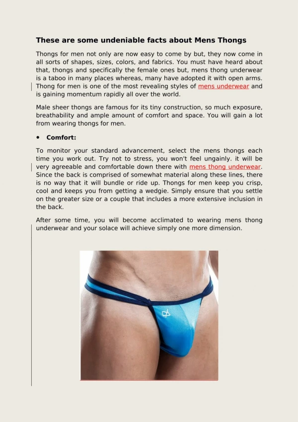 These are some undeniable facts about Mens Thongs