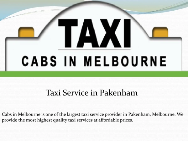 Taxi Service in Pakenham
