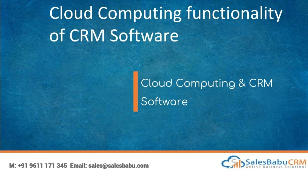 cloud computing functionality of crm software