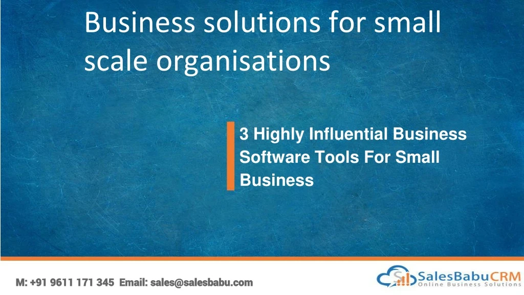 business solutions for small scale organisations