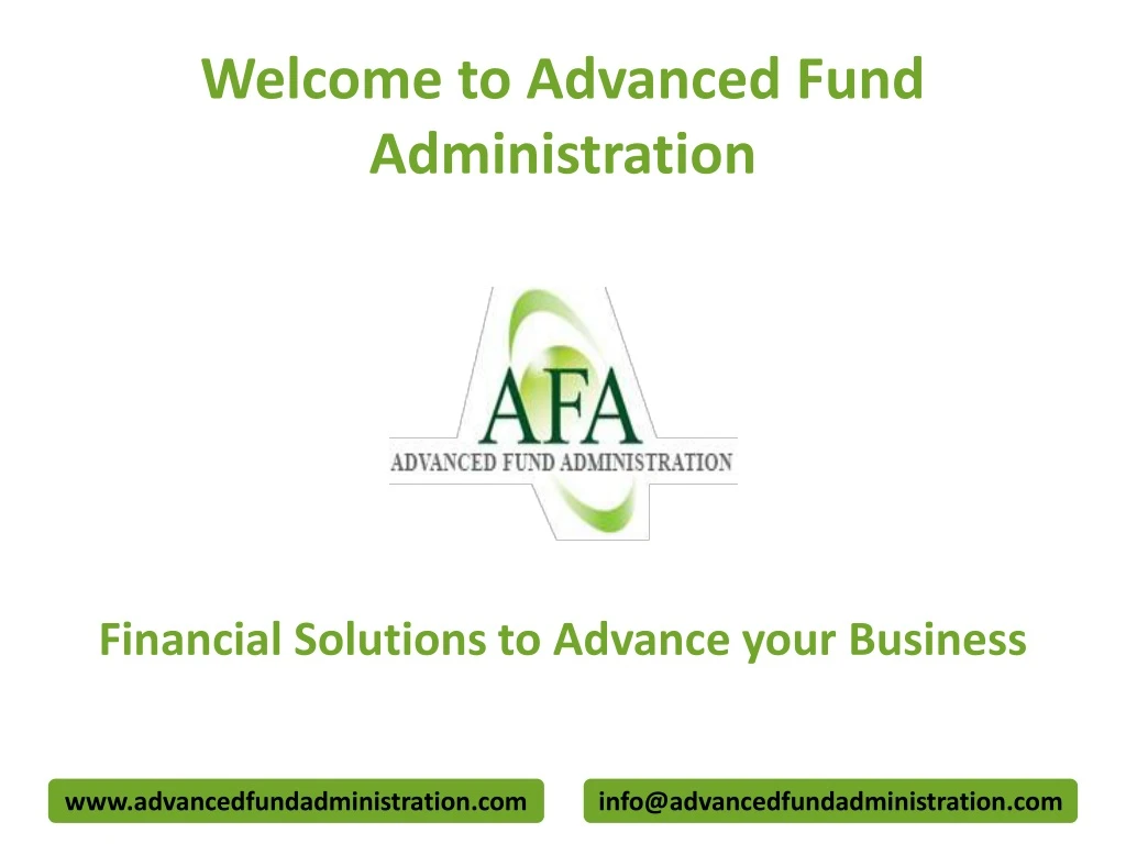 welcome to advanced fund administration