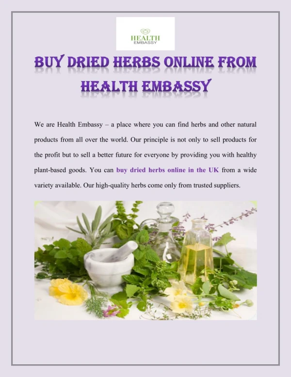 Buy Dried Herbs Online From Health Embassy