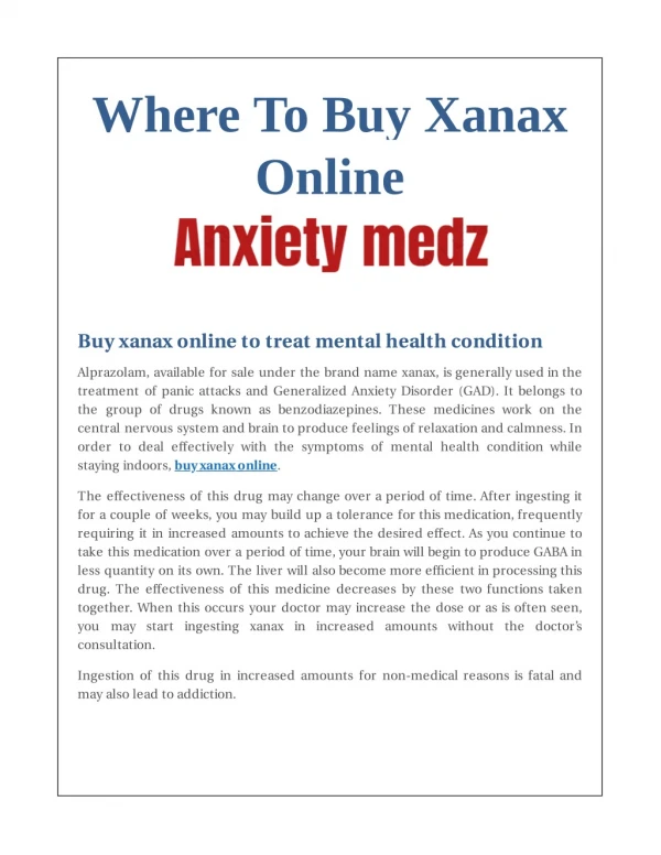 Where To Buy Xanax Online