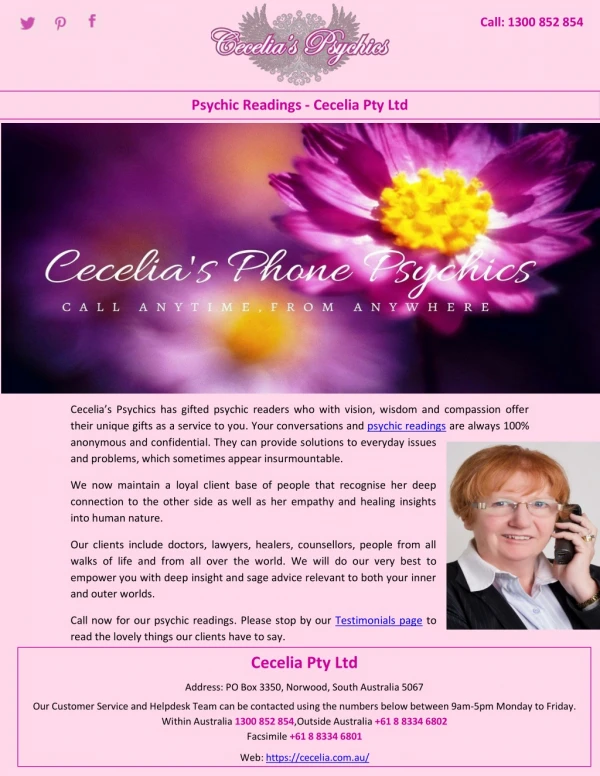 Psychic Readings - Cecelia Pty Ltd