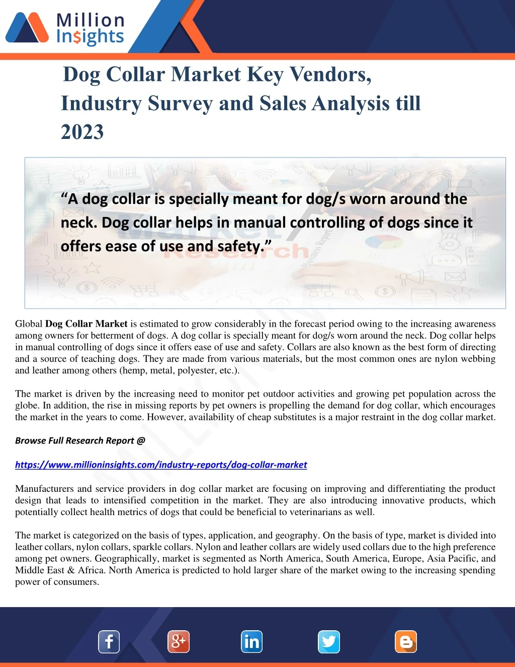 dog collar market key vendors industry survey