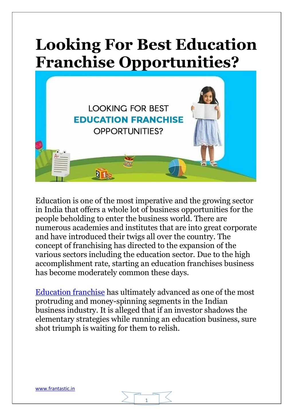 looking for best education franchise opportunities
