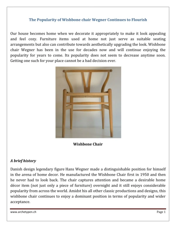The Popularity of Wishbone chair Wegner Continues to Flourish