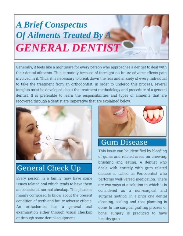 A Brief Conspectus Of Ailments Treated By A General Dentist