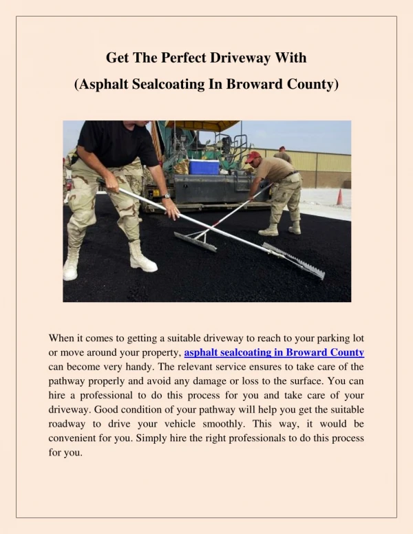 Repair Your Roadway With Asphalt Sealcoating In Broward County