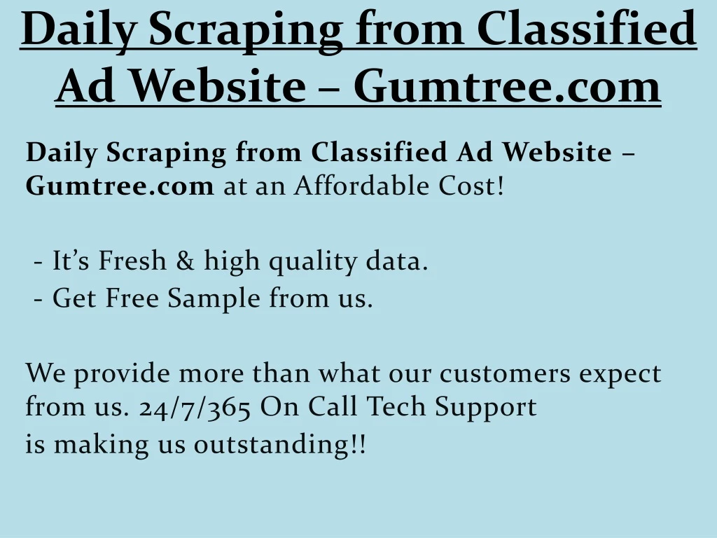 daily scraping from classified ad website gumtree com