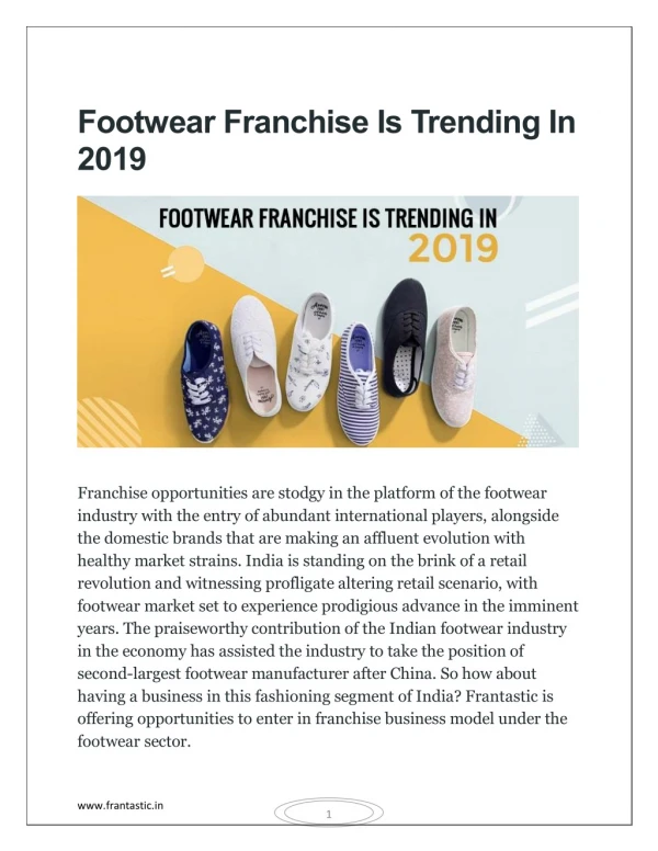 Footwear Franchise Is Trending In 2019