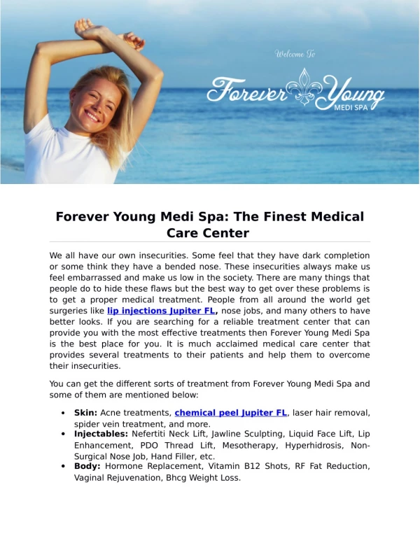 Forever Young Medi Spa: The Finest Medical Care Center