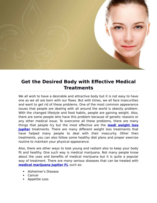 Get the Desired Body with Effective Medical Treatments