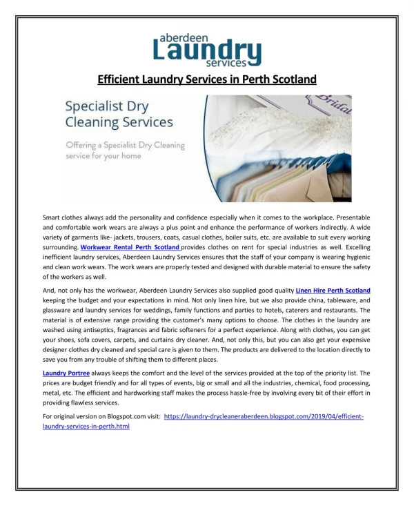 Efficient Laundry Services in Perth Scotland