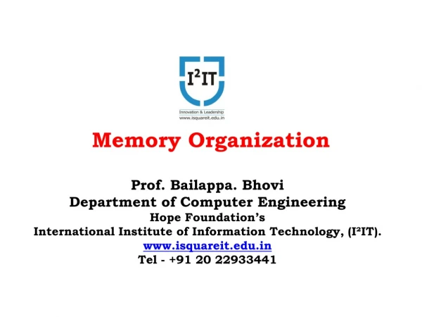 Internal Memory Organization - Department of Computer Engineering
