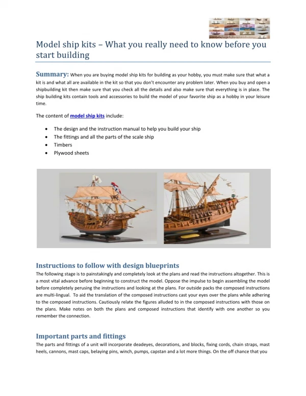 Model ship kits what you really need to know before you start building