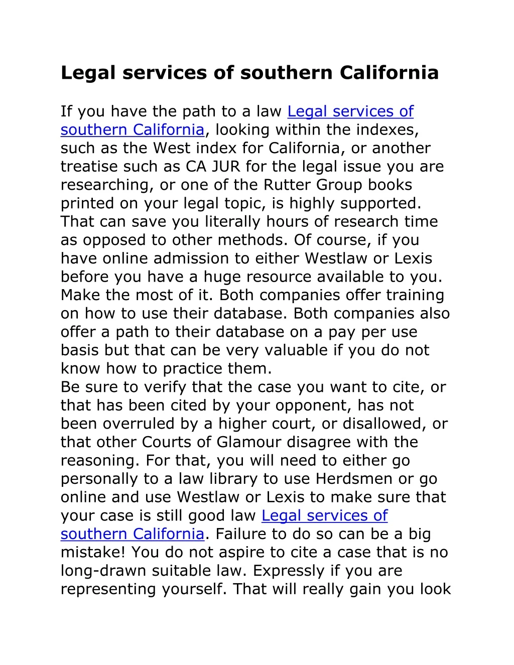 legal services of southern california if you have