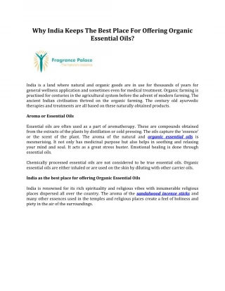 Why india keeps the best place for offering organic essential oils - slide 1