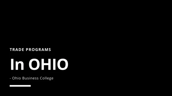Trade Programs in OHIO – Ohio Business College