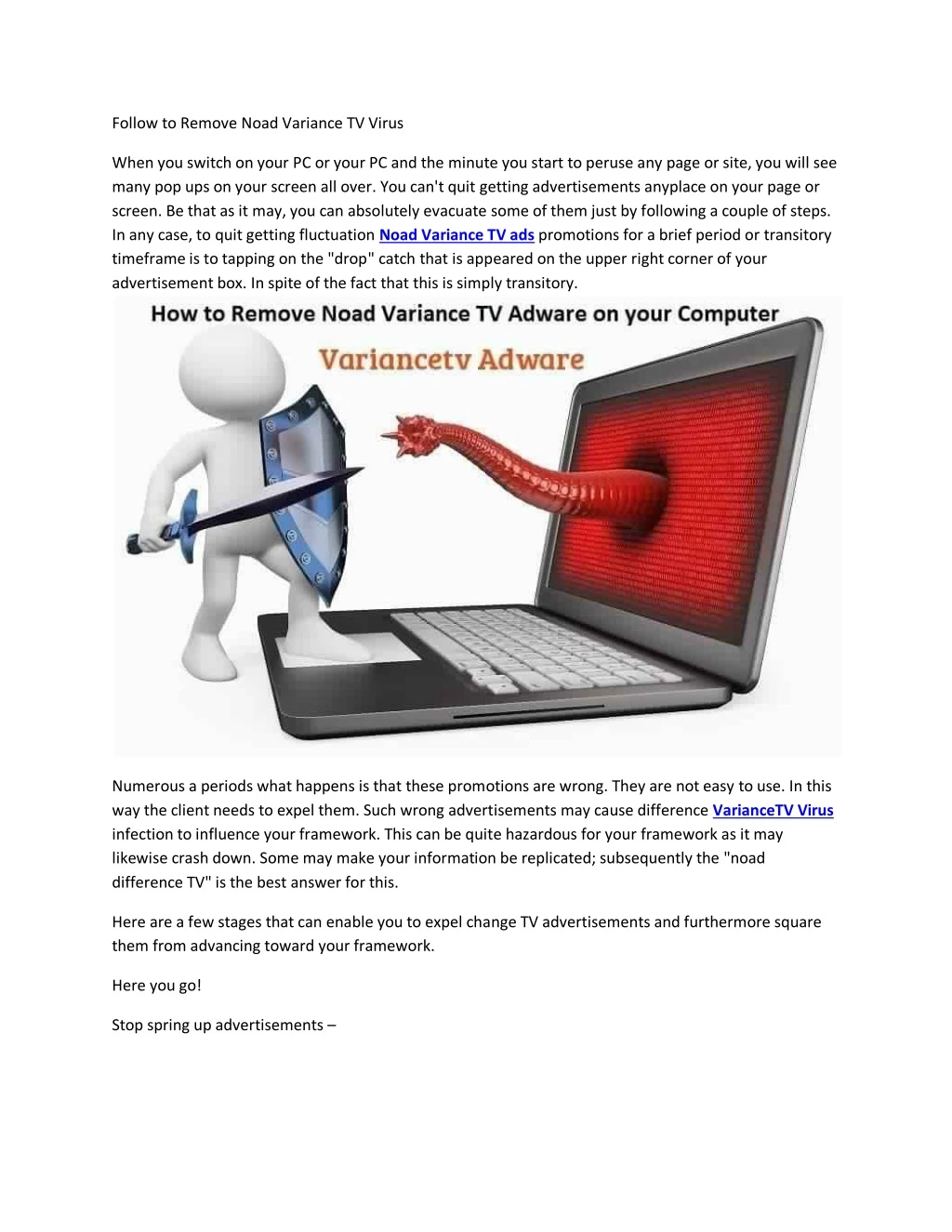 follow to remove noad variance tv virus