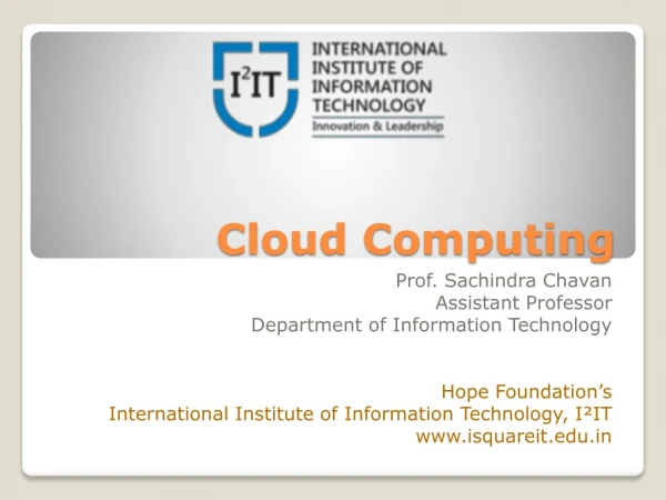 Cloud Computing - Department of Information Technology