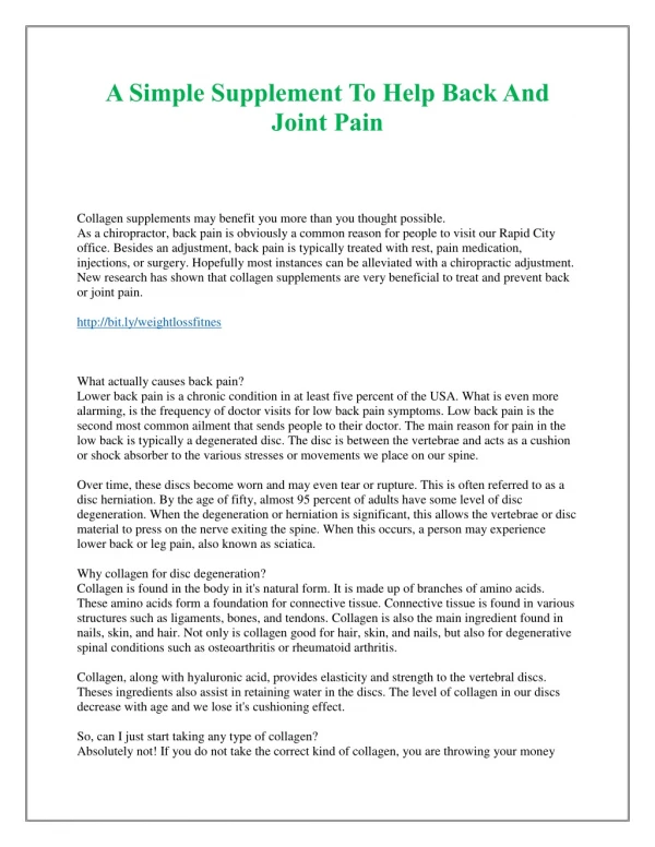 a simple supplement to help back and joint pain