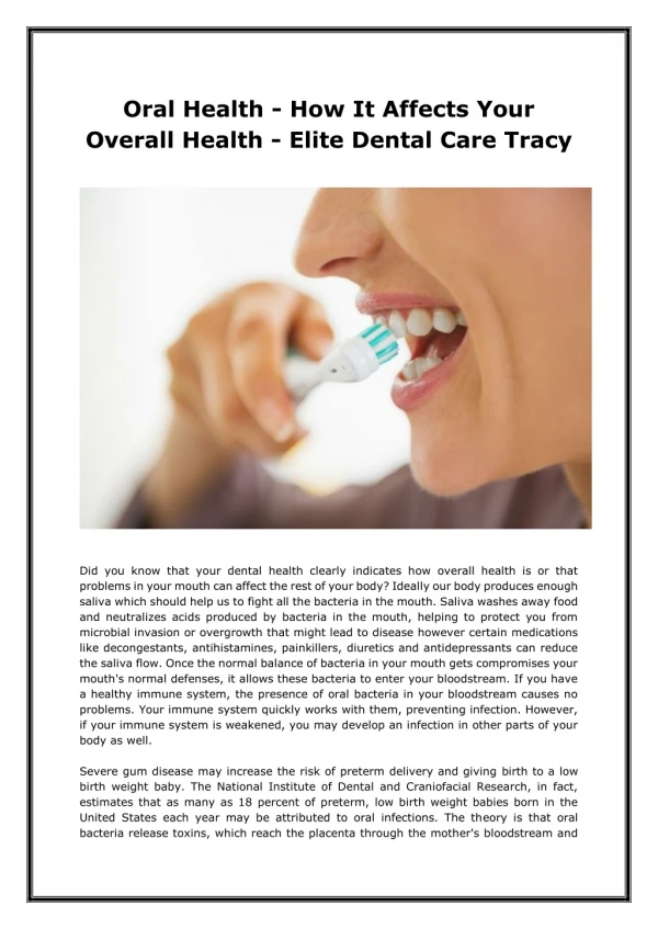 Oral Health - How It Affects Your Overall Health - Elite Dental Care Tracy