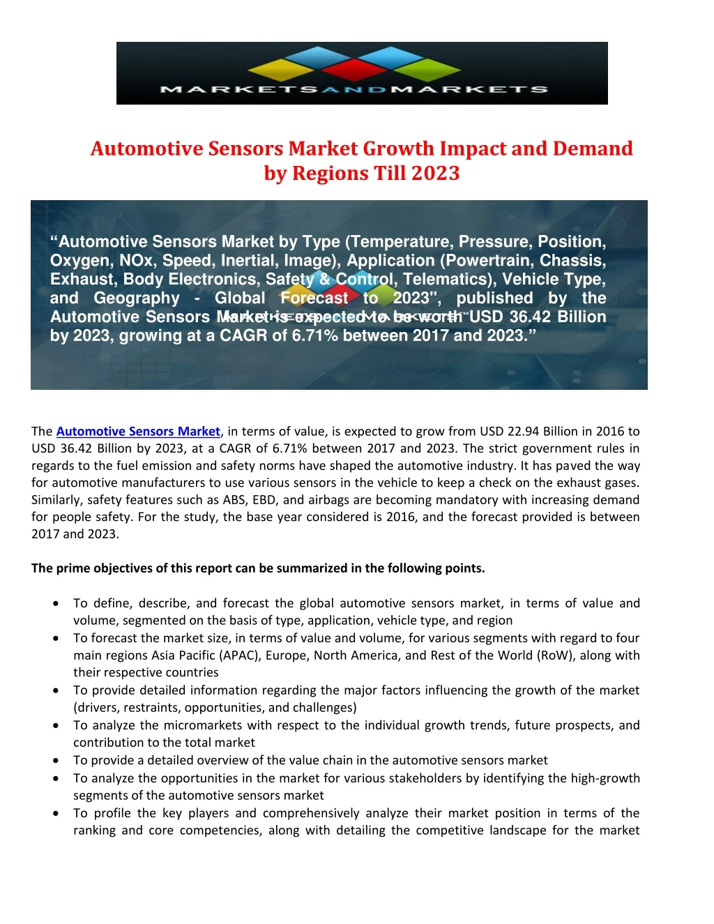 automotive sensors market growth impact